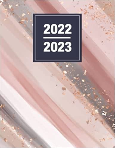 18 Month Diary - Pink alcohol ink stripes with Glitter